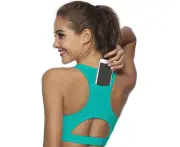 Adore Sports Bra with Back Pocket Medium Support Breathable Underwear-Green