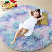 ONASAR Rainbow Round Area Rug 5ft, Soft Bedroom Circle Rugs Mats for Kids Gir