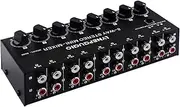 Labymos B066 Mini Stereo 8 Channel Passive Mixer RCA Portable o Mixer 8 in 2 out Stereo Distributor Control, No External Power Requed
