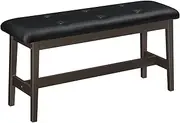 HOOBRO Dining Bench, Bamboo Dining Room Bench with PU Leather Upholstered Seat, Shoe Changing Bench, Entryway Bench, for Dining Room, Living Room, Hallway, Kitchen, Entryway, Brown and Black CB13CD01