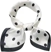 [VALICLUD] Dot Print Scarf Wrap Puppy Headbands Satin Fashion Neckerchief Pillowcase Square Scarf for Women Fringe Girl Scarf Beige Scarf Dots Printed Scarf Ladies Scarves Pre Silk
