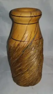 VINTAGE TURNED WOOD JAR, UNIQUE DESIGN ONE OF A KIND