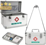First Aid Box 14" Empty 3 Grid Tray Shoulder Strap Aluminum Alloy Medical
