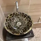 Black Agate Stone Sink Vessel, Bathroom Vanity Sink, Handmade Home Decor