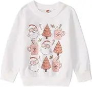 [CM C&M WODRO] Toddler Kid Christmas Sweatshirt Girls Boys Outfit Xmas Santa Shirt Tops Long Sleeve Pullover Winter Clothes