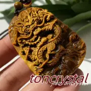 2" Top Natural Tiger’s Eye Quartz Skull Pendant Carved Crystal Dragon Skull 1pc