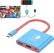 AHGEIIY Switch Dock for Nintendo Switch Docking Station, Upgrade for Nintendo Switch with 4K HDMI USB 3.0 100W USB-C Charging Port, Portable Switch TV Dock Adapter Charing Docking Station