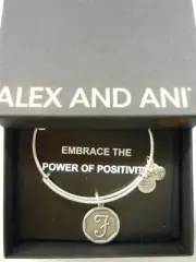 Alex and Ani INITIAL F Expandable Wire Bracelet Rafaelian Silver NWTBC