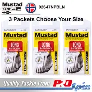 3 Pack Lots Mustad Long Baitholder Hooks 92647NPBLN - Choose Same or Mixed Sizes