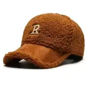 2023 Trendy Big Letter Embroidery Men's Winter Hats White Brown Lambswool Baseball Cap For Women Warm Plush Trucker Hats Gorras