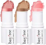 KIMUSE Multi Stick Trio Face Makeup, Cream Blush Stick for Cheeks & Lips, Contour Stick & Moisturizer Makeup Sticks for All Skin (PEACHY PINK TRIO)