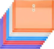 Glarks 10Pcs Plastic Envelopes with String Tie Closure Legal Size 1-1/4" Expansion Gusset Folder Side Load Holder 5 Colors File Folders Poly Project Paper Documents Organizer for Office School Home