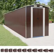 Garden Shed Dark Brown Galvanised Steel Outdoor Storage Sentry Shed vidaXL