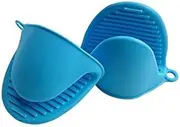 ALAZCO Blue Mini Oven Mitts 1 Pair (2pcs), Heat Resistant Pinch Mitt Gloves Potholder for Kitchen Cooking & Baking - Food-Grade Silicone