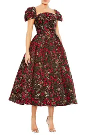 [MAC DUGGAL] FLORAL BROCADE DRESS US 8 RED