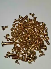 Solid Brass Clock Screws Bells Cases Movements Head Slot Assorted 100 Pcs New