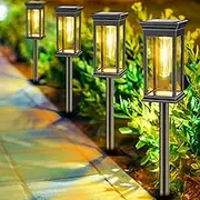 Solar Lights Outdoor Pathway, Solar Outdoor Lights 8 Pack, Waterproof Solar Pathway Lights Auto On/Off Solar Garden Lights, Solar Powered Landscape Lighting for Yard, Garden, Walkway,Warm White