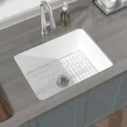 Homylink Undermount Kitchen Sink 1Bowl Fireclay Sound Dampening White w/Strainer