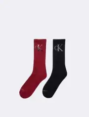 NWT CALVIN KLEIN MEN's - 2 Pair Monogram Logo Holiday 2-Pack Crew Socks