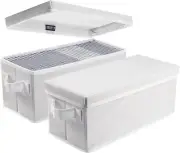 DVD CD Storage Boxes with Lids- Pack of 2 CD Case Storage- 13.2" X 5.9" X 5.3",