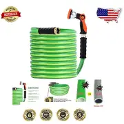 Heavy-Duty 50 ft Non-Kinking Garden Hose with Brass Fittings - All Weather