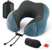 Travel Pillow 100% Memory Foam Pillow, Neck Pillow for Airplane, Neck & Head Sup