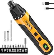 DEGLASERS 3.6V Cordless Screwdriver with 9-piece bits, 1-piece bit holder and USB Charging Cable