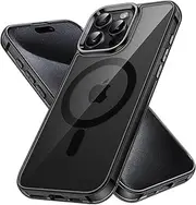 JETech Magnetic Case for iPhone 15 Pro Max 6.7-Inch Compatible with MagSafe Wireless Charging, Shockproof Phone Bumper Cover, Anti-Scratch Clear Back (Black)