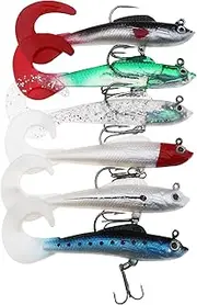 SING F LTD 6PCS Fishing Lures Set Artificial Fish Bait Soft PVC Luminous Fishing Bait with Hooks Fishing Tackles for Freshwater Saltwater Bass Trout Catfish Salmon Lures