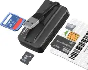 Multi ID Card Reader Smart Card Reader, Portable 6 in 1 ISO7816 Contact Smart