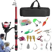 Kids Fishing Pole - 1.8M Telescopic Fishing Rod | Youth Introductory Equipment, Small Dock Gear with Spin Reel and Storage Bag for Boys Beginners Anglers