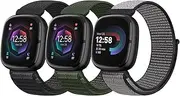 [Bcuckood] Nylon Loop Compatible with Fitbit Sense 2/Fitbit Sense/Fitbit Versa 4/Fitbit Versa 3 Bands, Women Men Soft Nylon Adjustable Breathable Strap Solo Loop Replacement Wristband
