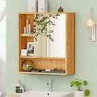 Bathroom Mirror Cabinet Makeup Medicine Storage Toilet Cupboard Shelf Organiser