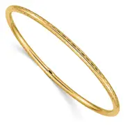 14k Yellow Gold 3mm Diamond-cut Tube Slip-on Bangle