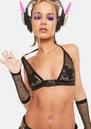 [Rolita Rave Couture] Buckle Up Fishnet Top