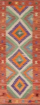 South-western Reversible 7 ft, Kilim Flat-Weave Wool Runner Rug 2' 1" x 6' 8"