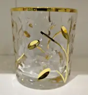 24kt Gold Venetian Glass Tree of Life Whiskey Glass 11 OZ