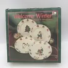 Winter Welcome Set Of 4 Christmas Salad Plates Kmart NOS Country Kitchen