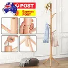 8Hook Wooden Coat Stand Rack Clothes Hanger Hat Tree Vintage Jacket Bag Umbrella