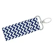 Pattern Lipstick Holder Keychain Chapstick Pouch Bag Gift Supply(Navy Blue)