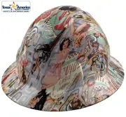 Vintage Pin Up Hydro Dipped Full Brim Hard Hat with Ratchet Suspension