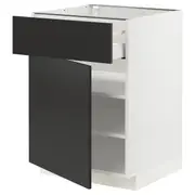 METOD / MAXIMERA base cabinet with drawer/door, white/Nickebo matt anthracite, 60x60x80 cm