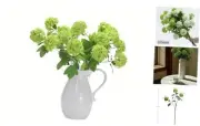 Artificial Snowball Viburnum Flowers 4 Stems - 70cm Hydrangea-Like Blooms Green