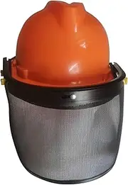 MetieFasia Orange Forestry Worker Face Shield, Mesh Visor, Adjustable Headband