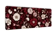 Burgundy Flower Pattern Mousepad Desk Mat for Office & Home, Floral Plant Mou...