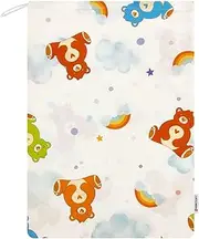 Panini Tessuti 100% Cotton Nursery Changing Bag 34 x 44 cm, Bear and Rainbow, Sacchetto, Change Bag