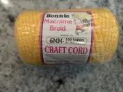 Vtg Bonnie Macrame Braid Craft Cord 6mm SUNSHINE YELLOW 100 Yards Pepperell New