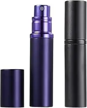 2 Pack Perfume Atomiser, Refillable Travel Perfume Bottle, Leakproof Design, 5ml Mini Spray Bottles for Men & Women, Portable Travel Atomiser,Black&Purple