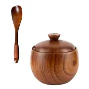 Wood Salt Container Condiments Containers Kitchen Spice Jar