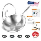 13.5-Inch Tri-Ply Stainless Steel Wok Pan with Lid – Induction & Oven Safe